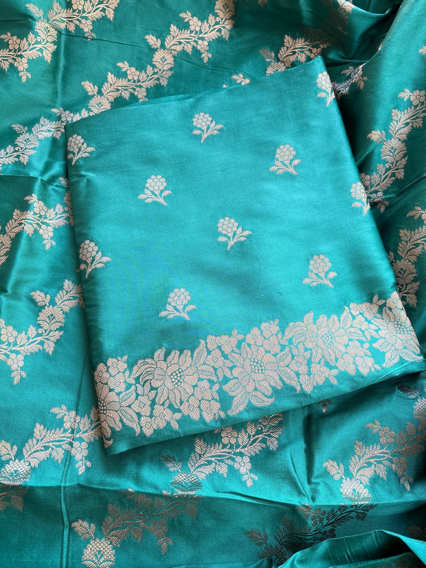Blue premium silk 3 piece suit set