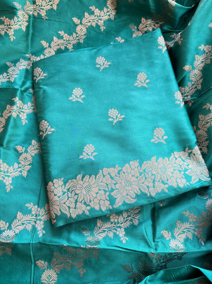 Blue premium silk 3 piece suit set