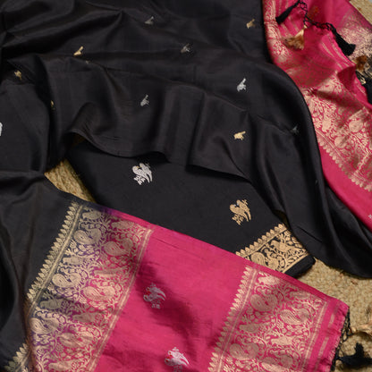 Black mango silk shaded dupatta suit set