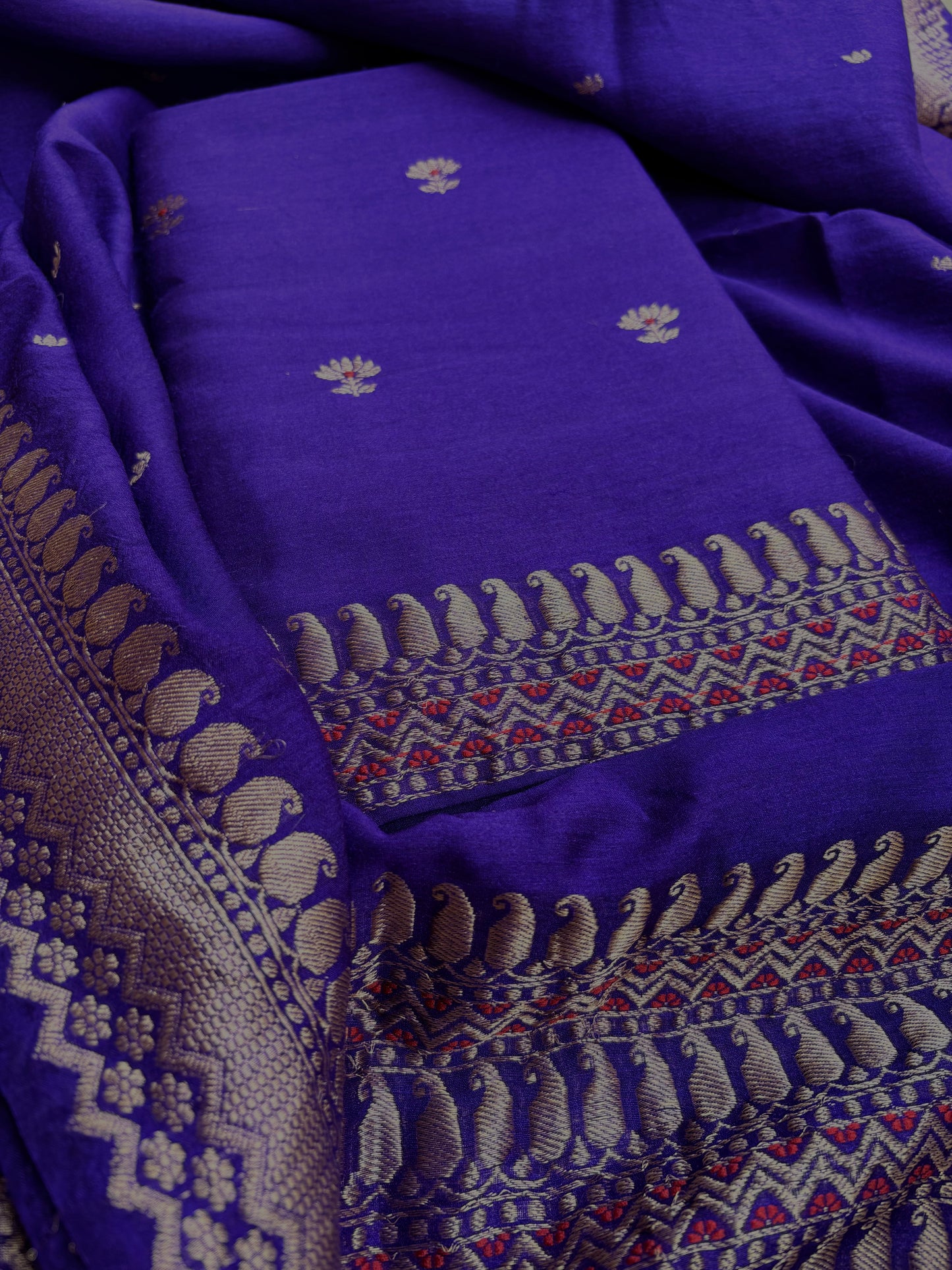 Purple moonga silk 3 piece suit set