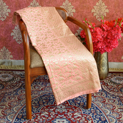 Peach Banarasi silk shikharagh saree