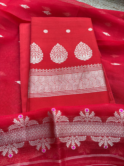 Red Chiniya Kora meenadar suit set