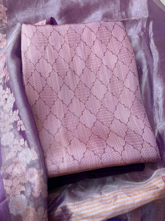 Purple tissue brocade suit set