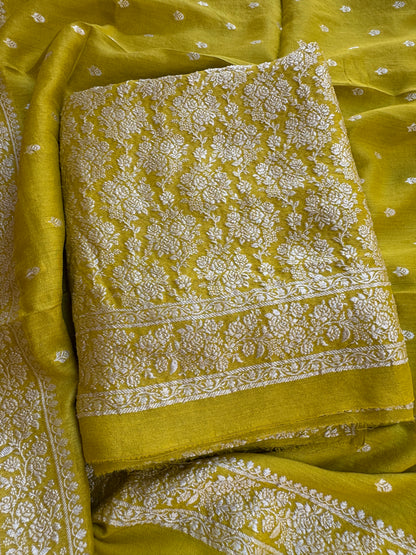 Lime moonga silk suit set