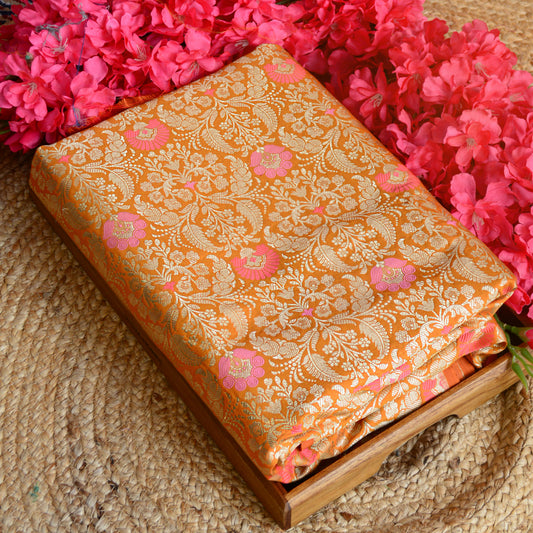 Orange katan silk fabric