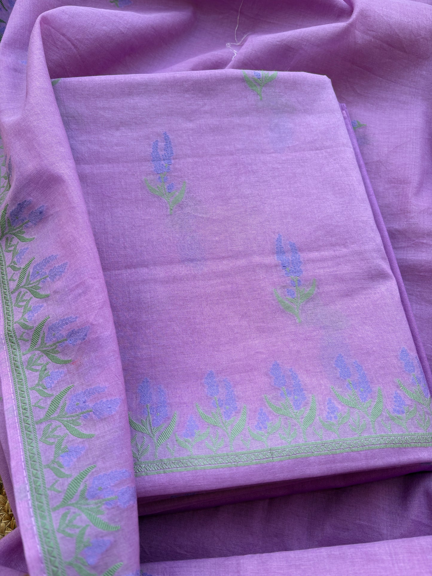 Lavender Chanderi cotton suit set