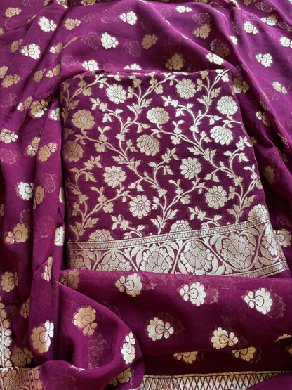 Magenta Khaddi georgette suit set