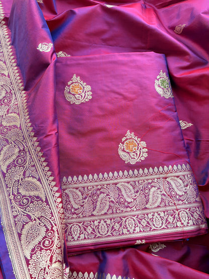 Wine magenta Katan by katan silk kadhwa suit set