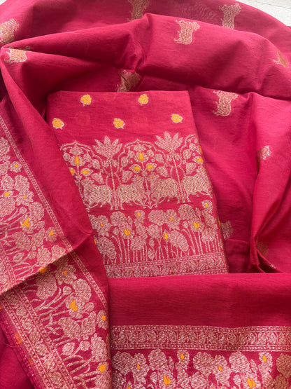Maroon Nandi design Chanderi suit set(90)