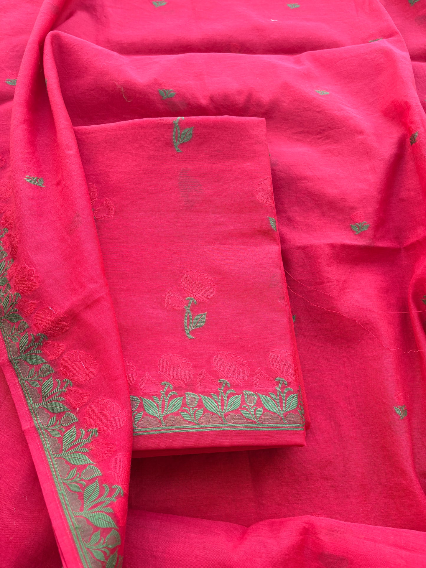 Red Chanderi Resham weaving Chanderi Suit set