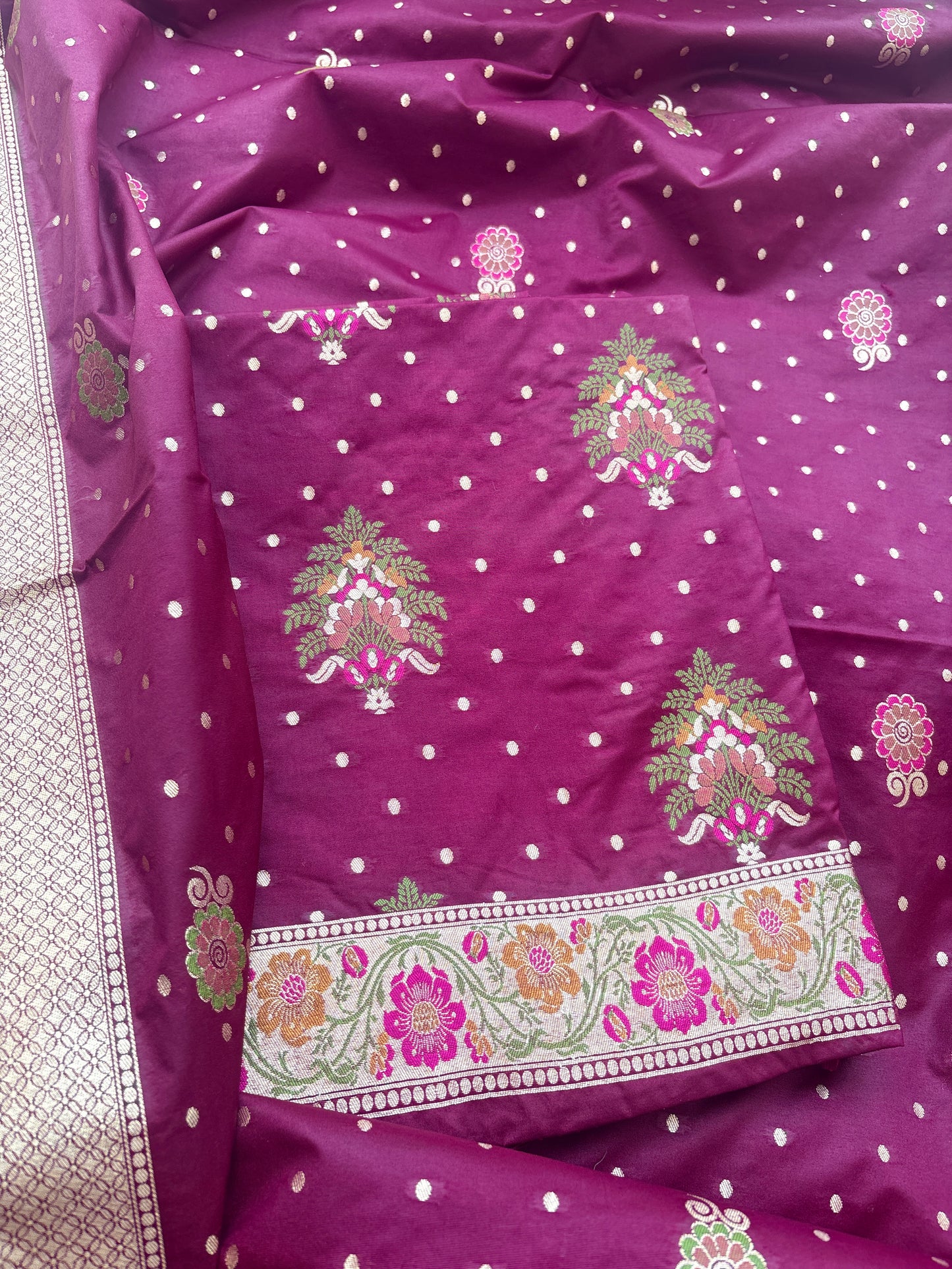 Magenta meenadar premium silk suit set