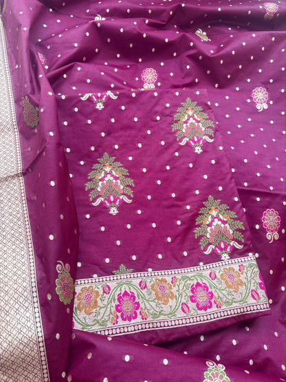 Magenta meenadar premium silk suit set