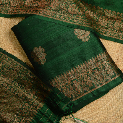 Green Raw Silk Suit Set