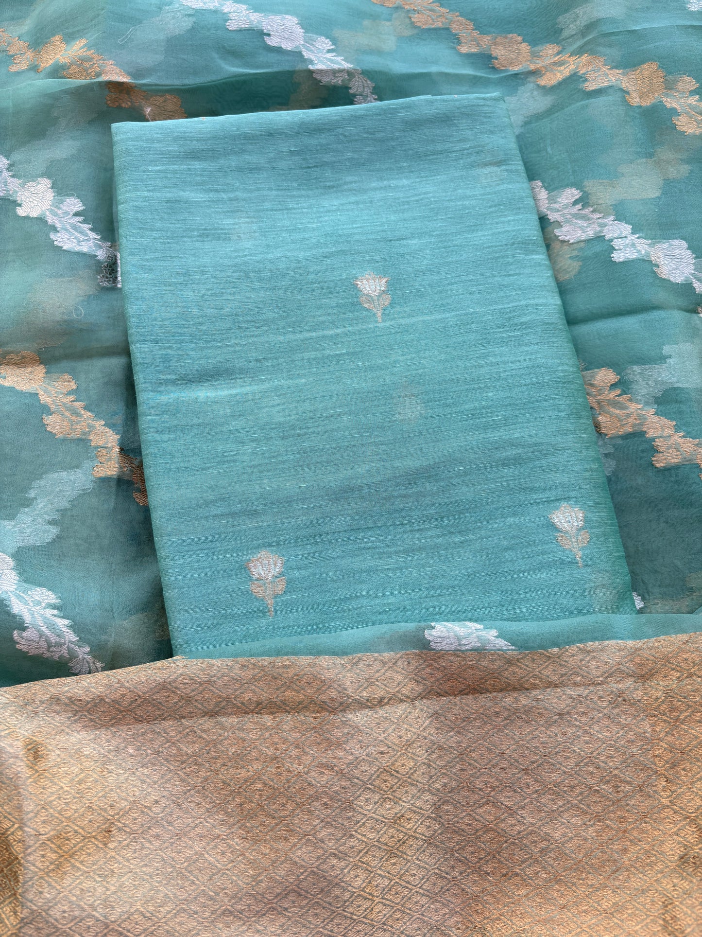 Blue linen silk suit set