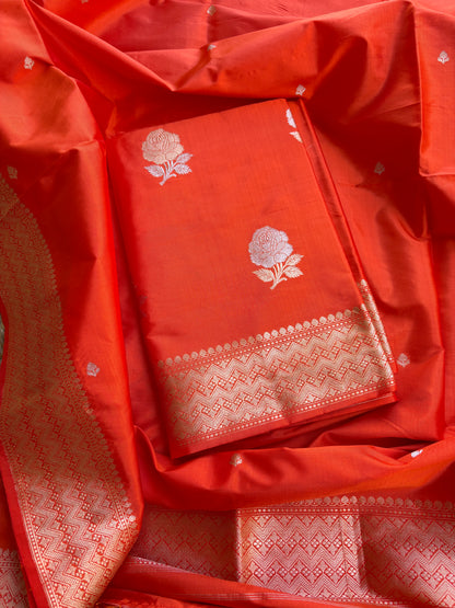 Orange Katan  by katan kadhwa silk Suit set
