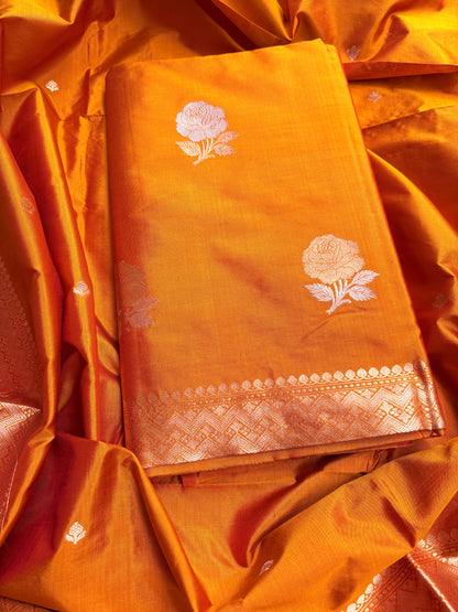 Orange gold katan by katan silk suit set