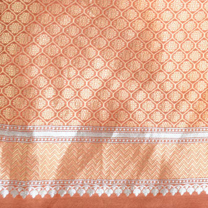 Muted Orange chiniya Silk kadhwa saree
