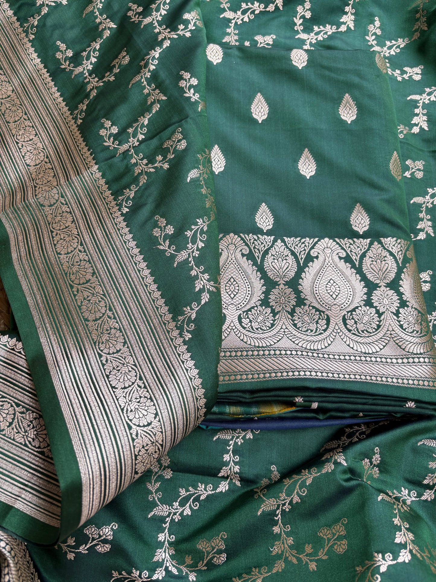 Green mashru silk suit set