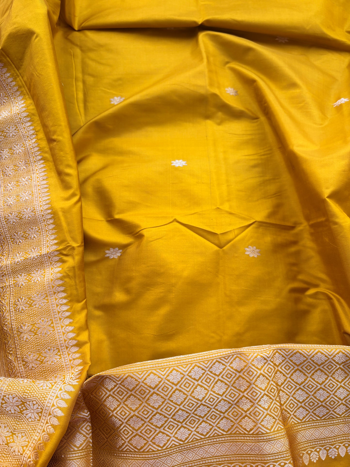 Mustard katan by katan silk suit set