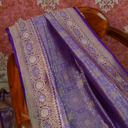 Purple Khaddi georgette brocade dupatta