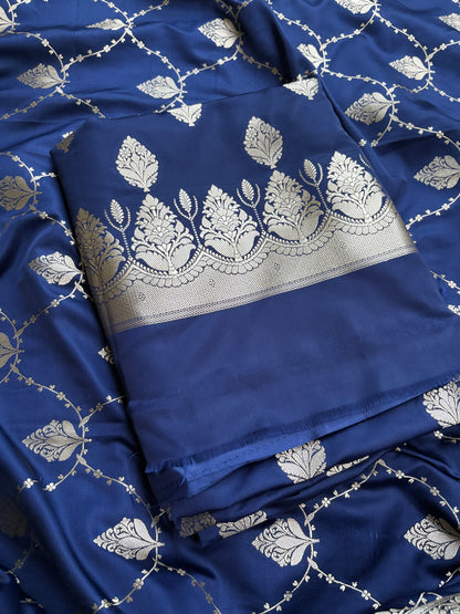 Blue mashru silk suit set