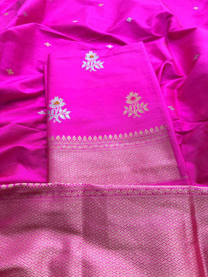 Pink katan by katan silk kadhwa suit set