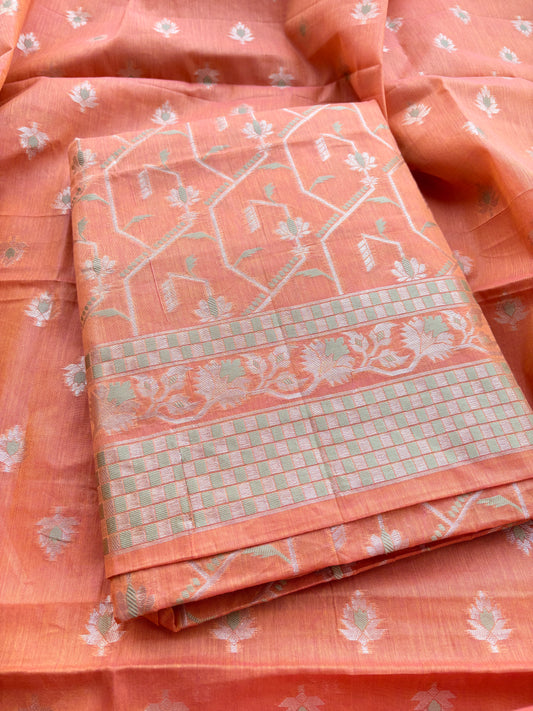 Orange dhoop chau Chanderi cotton suit set