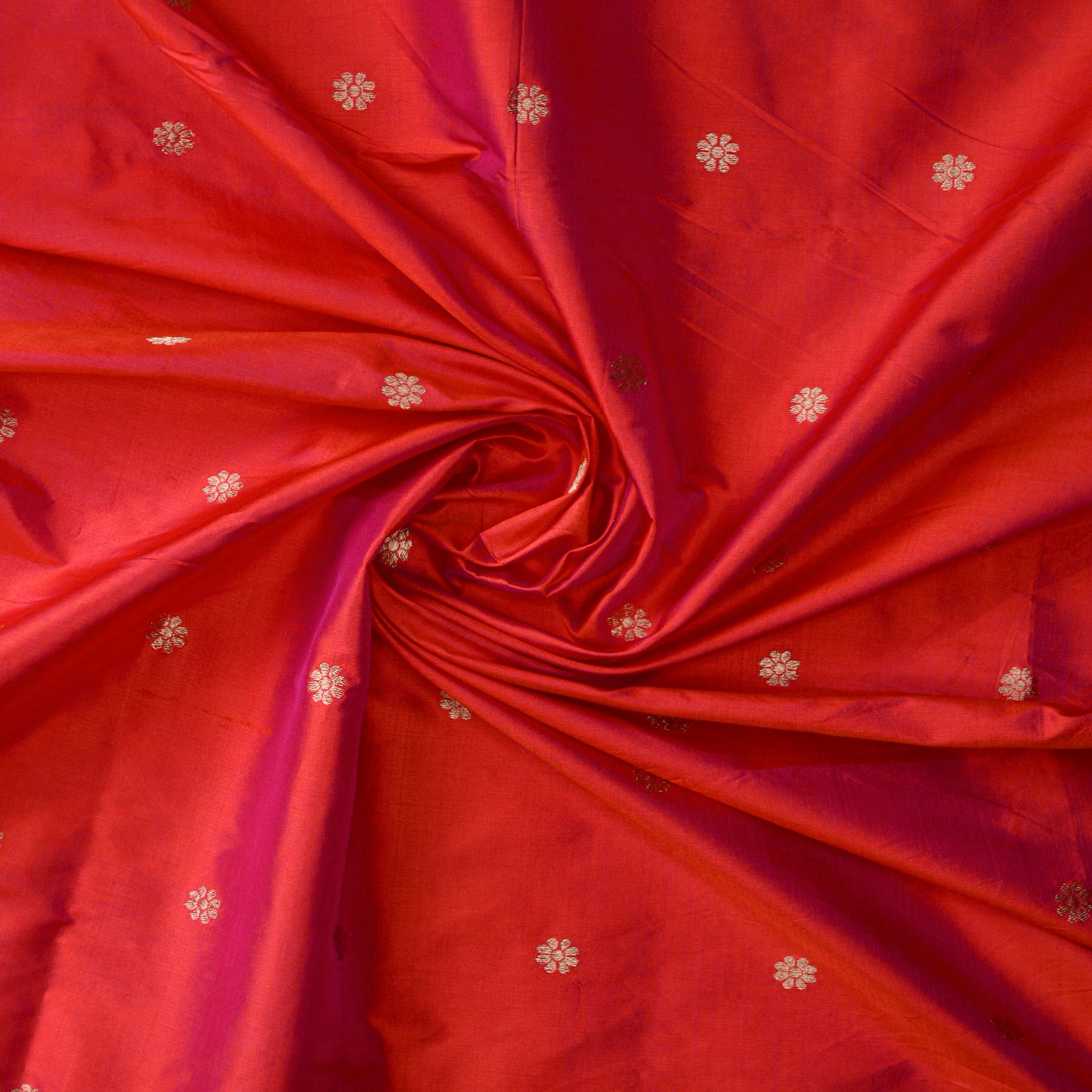 Red orange Katan silk fabric