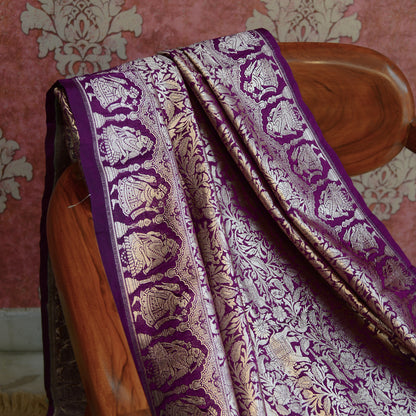 Purple Banarasi Shikargah dupatta