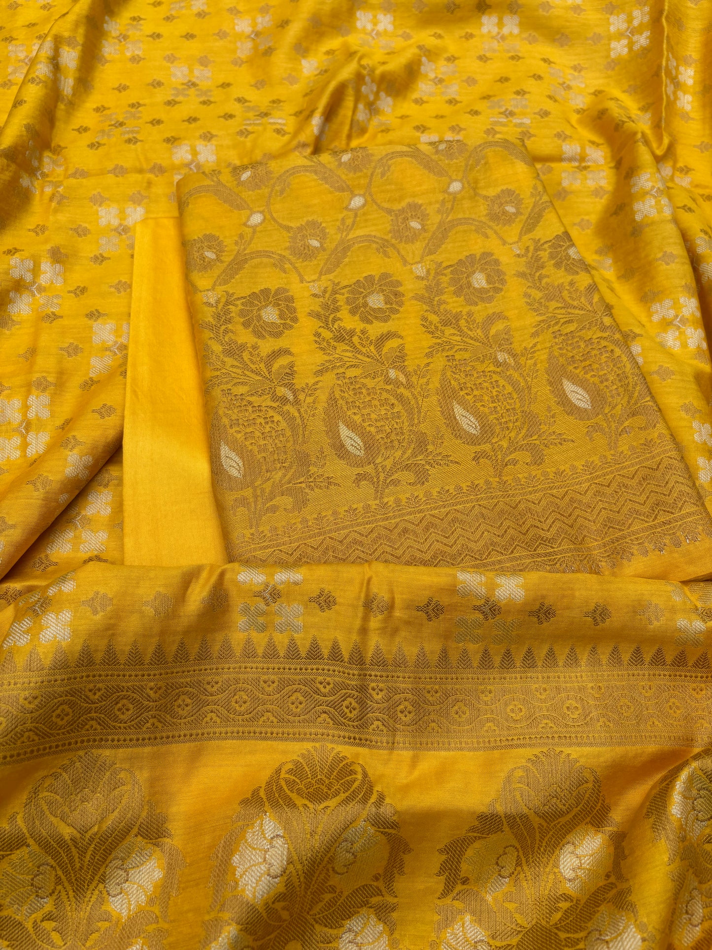 Yellow cotton 3 piece suit set