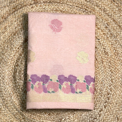 Lavender pink Chanderi hand woven suit set