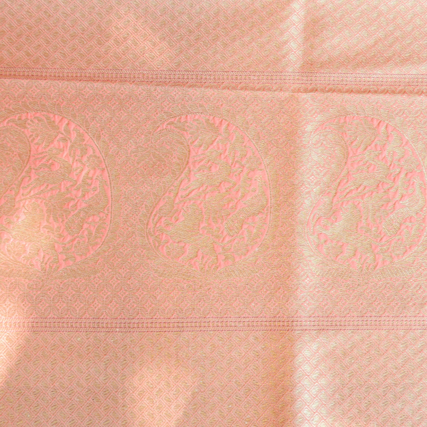 Peach Banarasi silk dupatta