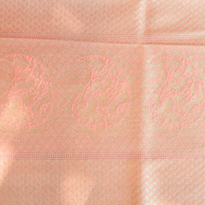 Peach Banarasi silk dupatta