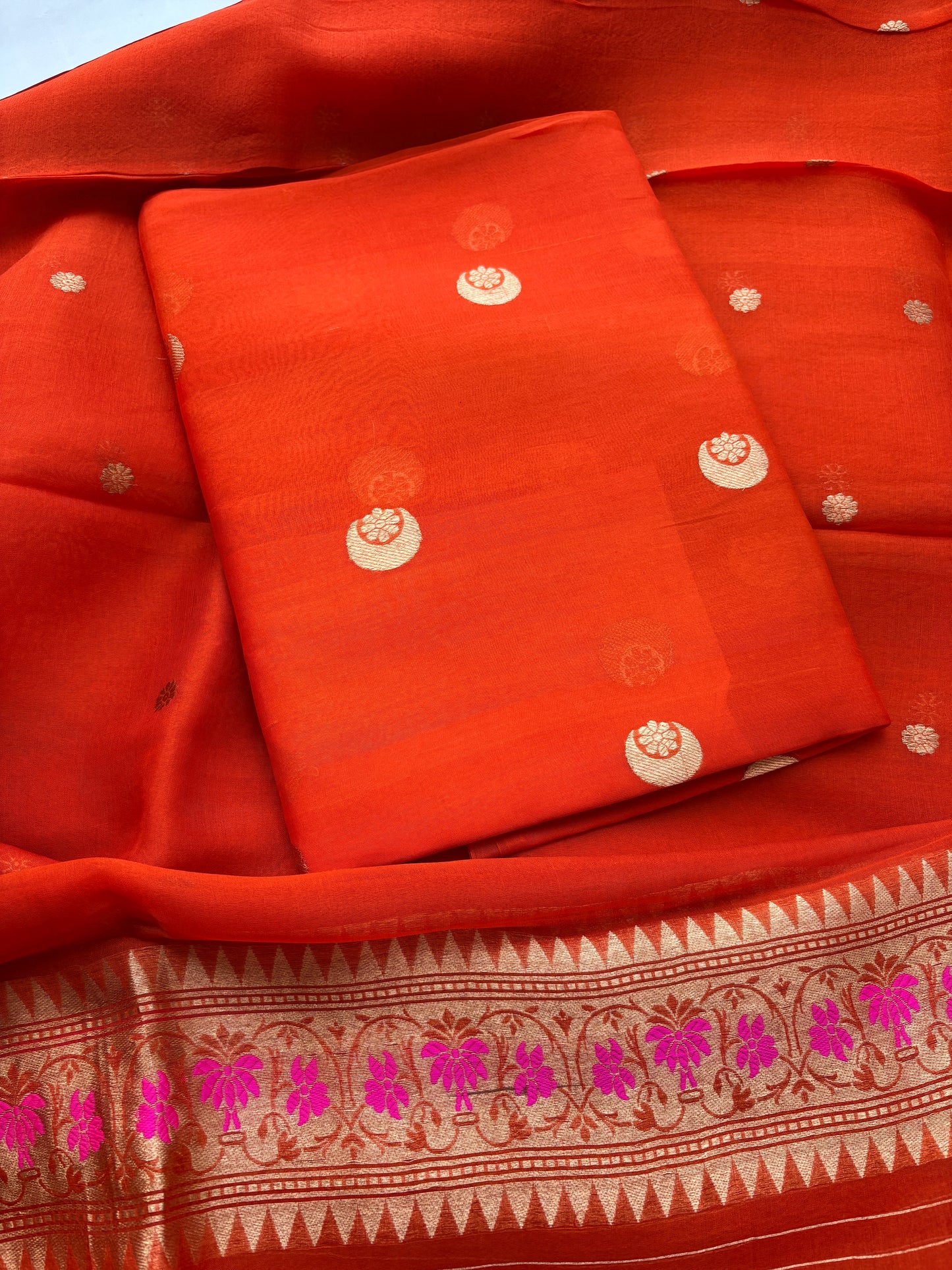 Orange Kora Chand Tara suit set