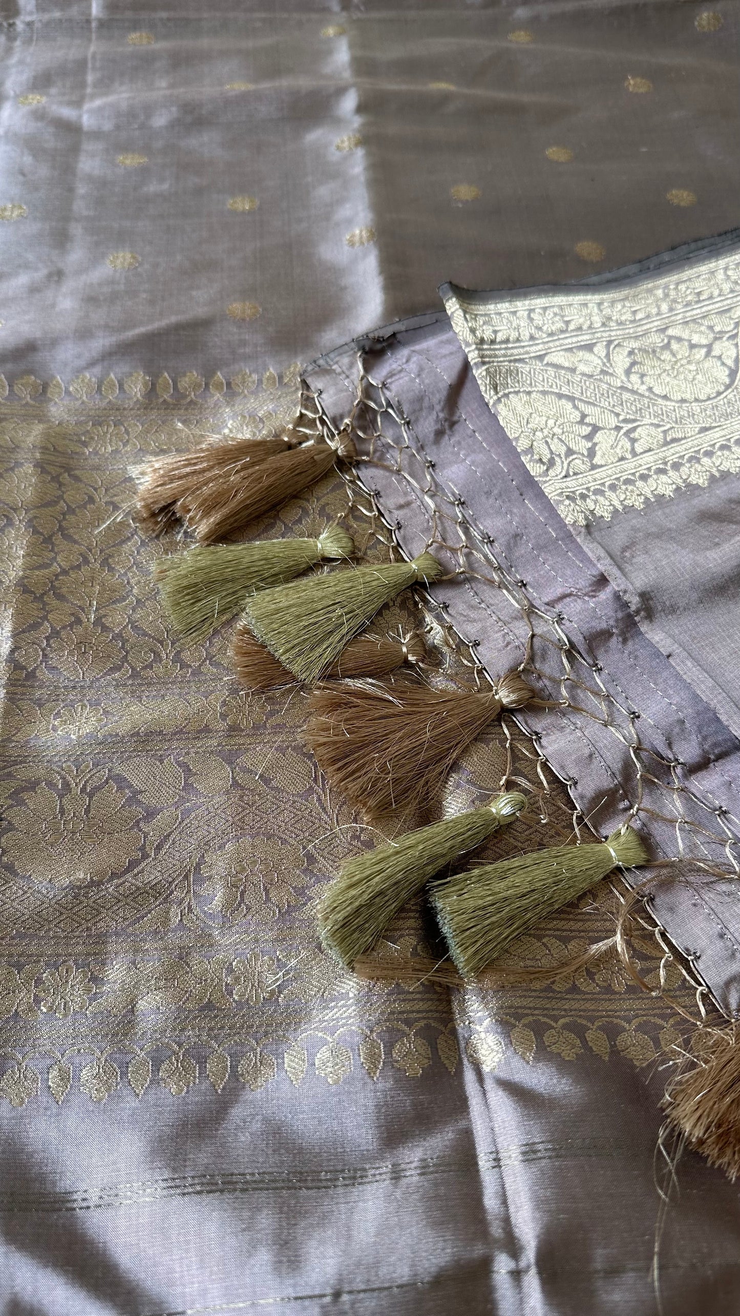 Nude color kadhwa katan silk dupatta