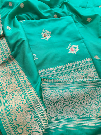 Turq katan by katan silk kadhwa suit set
