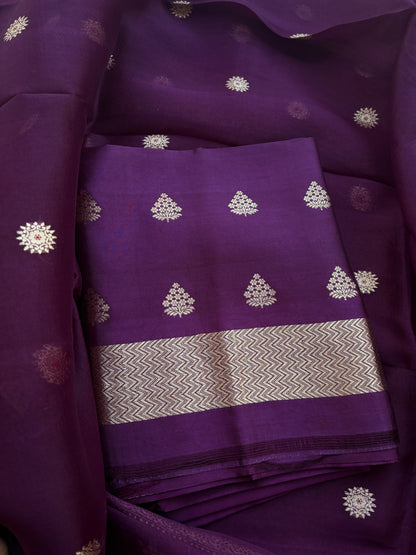 Purple mango silk kadhwa suit set