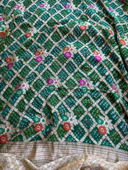 Green Khaddi georgette meenakari suit set