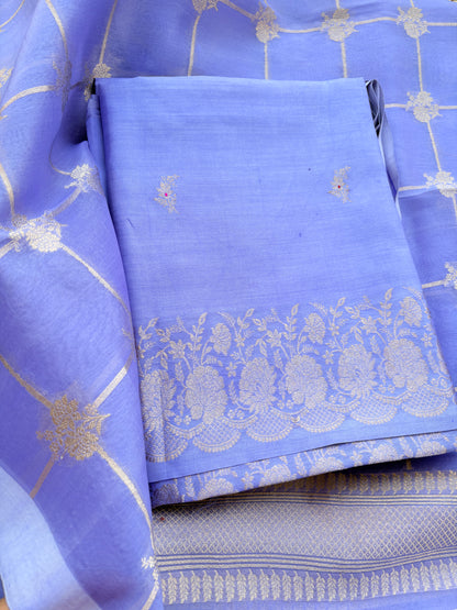 Lavender Chiniya silk kora silk suit set