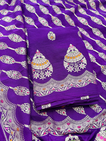 Purple moonga silk meenadar suit set