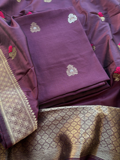 Wine Chiniya silk kurta set with katan silk dupatta