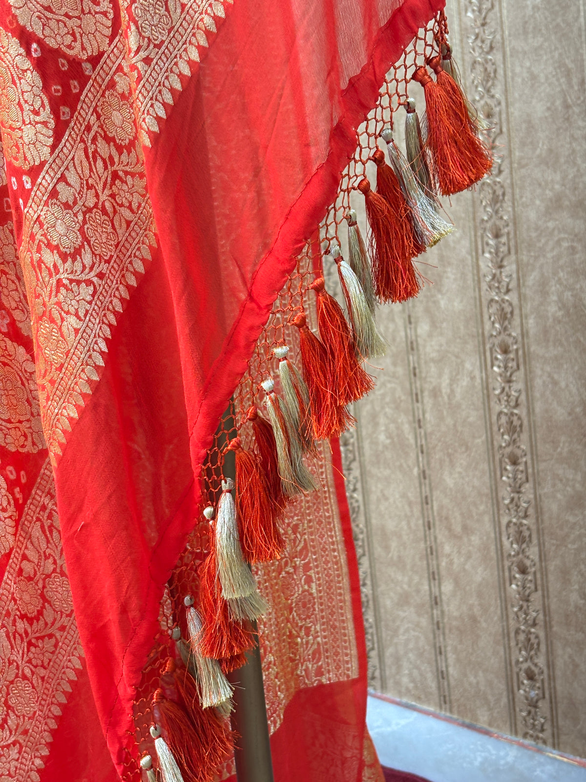 Orange Khaddi georgette dupatta