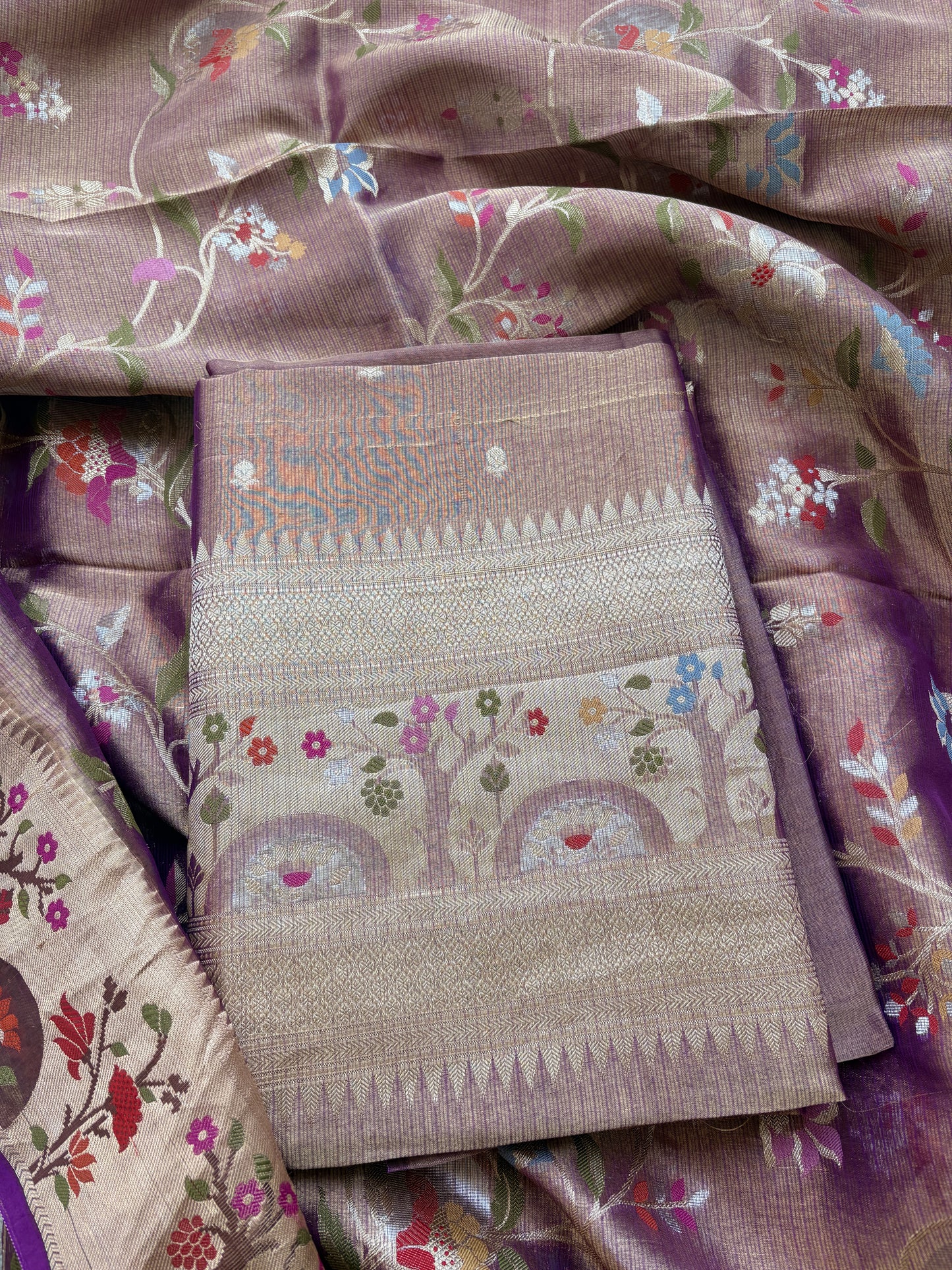 Purple kota tissue kadhwa meenadar suit set