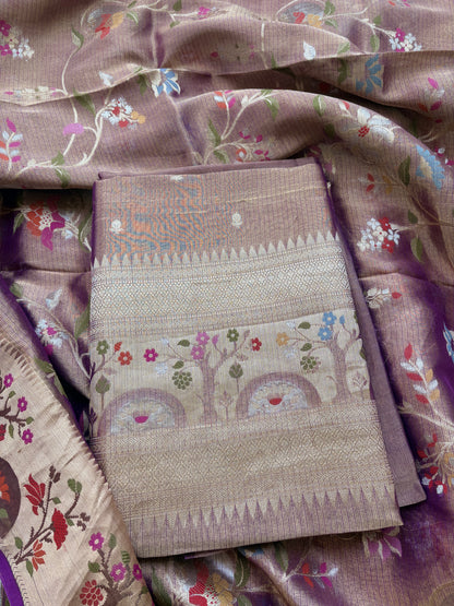 Purple kota tissue kadhwa meenadar suit set