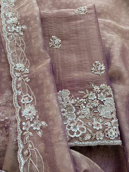 Pink handwork exclusive embroidered suit set