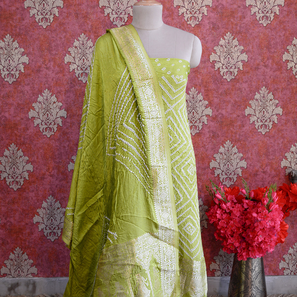 Green bandhani radha krishna suit set