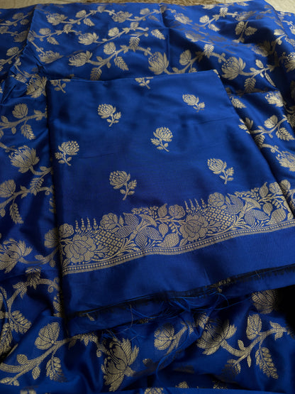 Blue premium Banarasi 3 piece suit set