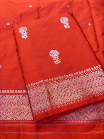 Orange katan by katan kadhwa silk 3 piece suit set