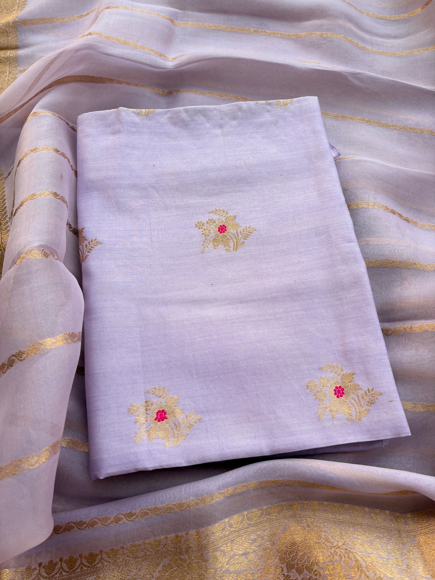 Lavender Chiniya silk 3 piece suit set