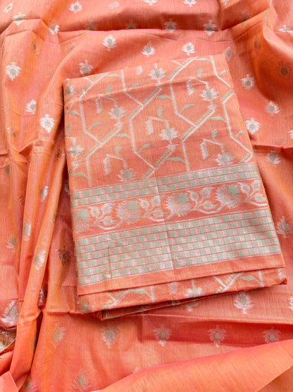 Orange dhoop chau Chanderi cotton suit set